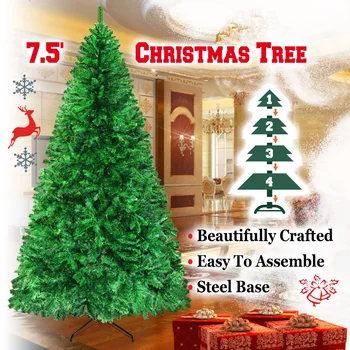 Искусственная Классическая Сосновая Рождественская елка Sunrise 7,5 ' с металлической подставкой (зеленая), Рождественские украшения, Рождественские украшения