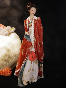 Сценический костюм Tang System, оригинальная женская рубашка Hanfu с большим рукавом до груди, вышитая в весенне-летнем стиле