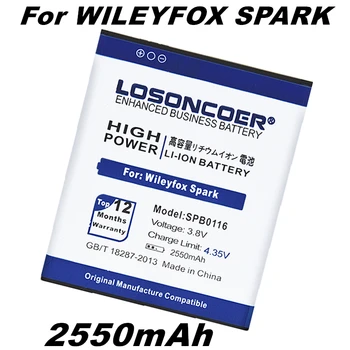 LOSONCOER SPB0116, аккумуляторы емкостью 2550 мАч Для Wileyfox Spark/Искра + Аккумулятор для телефона хорошего качества