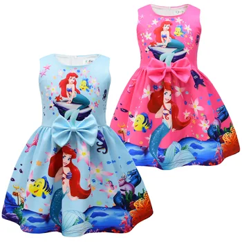 Новая детская юбка Disney's, платье принцессы Русалки, платье с бантом для девочек, подарок на день рождения для детей, детские платья для девочек