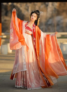 Hanfu Dress Женское Китайское Платье Династии Тан С Традиционной Вышивкой Hanfu Set Женский Костюм Для Косплея Летнее Желтое Платье Hanfu Dress