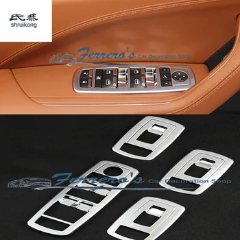 4 шт./лот, наклейка для стайлинга автомобилей 2016 Maserati Levante, переключатель стеклоподъемника, ABS, Хромированное украшение, Блестки