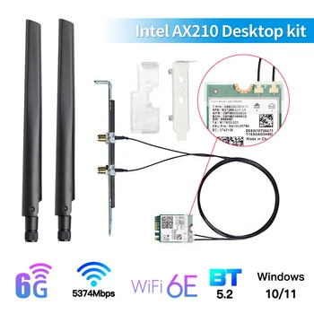 WiFi 6E Intel AX210 Bluetooth 5,2 3000 Мбит/с Беспроводной Адаптер Wi-Fi карты 802.11AX 2,4 G/5 ГГц WiFi 6 AX200 Настольный комплект Сетевой карты