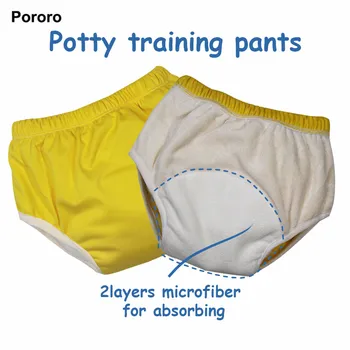 Бамбуковые штаны для приучения к горшку Pororo, однотонные детские подтяжки, непромокаемые тканевые брюки-подгузники для малышей от 18 месяцев до 3 лет