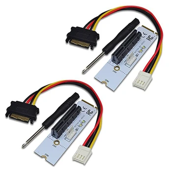 2X NGFF M.2 Для PCI-E 4X Riser Card M2 Ключ M Для Адаптера Pcie X4 Со светодиодным Индикатором напряжения Для Майнинга ETH Bitcoin Miner