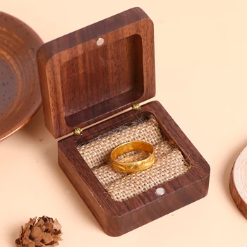 шестигранные шкатулки для ювелирных изделий, Свадебные обручальные кольца, Деревянный держатель для колец