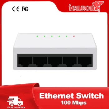 IENRON Ethernet Smart Switch 5/8 порта 100 Мбит/с Мини Быстрый Сетевой Коммутатор с блоком Питания VLAN 5 В для IP-камеры/Wifi-маршрутизатора