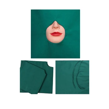 Полотенце с отверстиями из хлопчатобумажной ткани для полости рта Можно дезинфицировать, Квадратное полотенце, Хирургический мешок, Полотенце с отверстиями из ткани Темно-зеленый