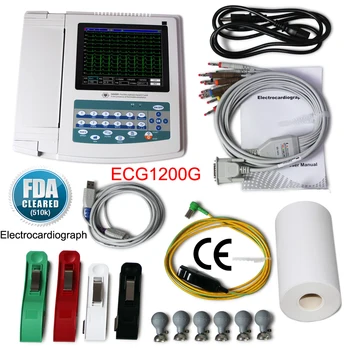 ЭКГ-машина ECG1200G Цифровой Электрокардиограф с 12 Каналами и 12 Выводами ЭКГ-Монитор PC SW Система термопечати ECG1200G