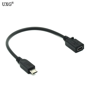 15 см Разъем Mini USB для подключения к Micro USB-разъему Кабель синхронизации данных и зарядки, Короткий кабель для телефонов MP3 MP4 Черного цвета