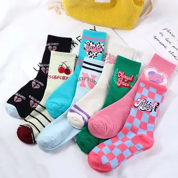 Носки для экипажа Harajuku, дышащие для женщин, женские Чулочно-носочные изделия в стиле Лолиты, женские носки с буквами