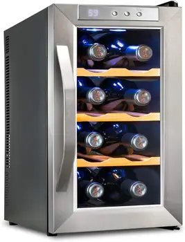 Термоэлектрический охладитель вина на 8 бутылок - Нержавеющая сталь - Столешница для Погреба красного и белого вина с цифровой температурой, F