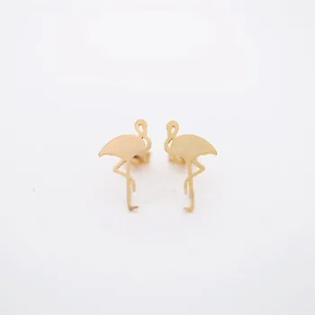 Модные серьги-гвоздики с фламинго, серия птиц, левая и правая симметрия, изысканный дизайн