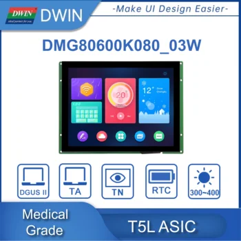 DWIN 8,0 Дюймов 800*600/1024*768 Разрешение 300-700Nit UART последовательный RS232 и 485 TFT LCD сенсорный медицинский дисплейный модуль HMI