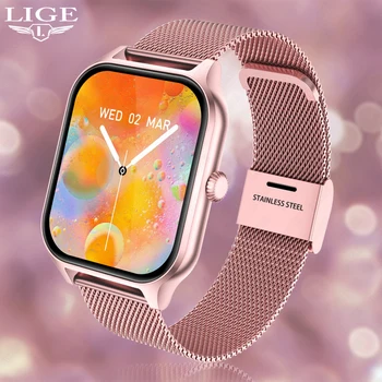 LIGE Новые смарт-часы Для женщин, фитнеса, водонепроницаемые, для измерения сердечного ритма, артериального давления, здорового спортивного трекера, Bluetooth-вызова, Мужские умные часы + коробка