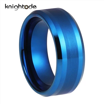 8 мм Синее модное обручальное кольцо из карбида вольфрама для мужчин И женщин, Обручальное кольцо, ювелирный подарок, Полированная матовая отделка, Комфортная посадка