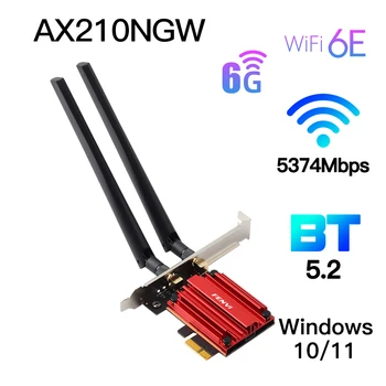 3000 Мбит/с Двухдиапазонный Intel AX210 Wi-Fi 6E Беспроводной адаптер PCI-Express Bluetooth 5.2 Настольная сетевая карта 2.4G/5G/6GHz 802.11AX/AC