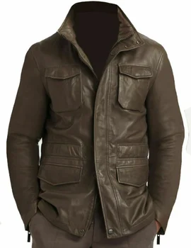 Мужская куртка из натуральной кожи ягненка M65 Field Коричневое кожаное пальто