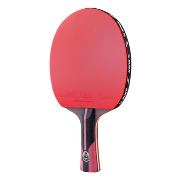 BOER, 1 шт., ракетка для настольного тенниса с черным лезвием из углеродистой стали, резиновая лопатка для настольного тенниса, Ракетка для настольного тенниса С горизонтальным захватом, красная
