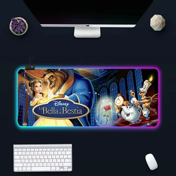 Красавица и чудовище RGB Клавиатура для ПК, коврик для мыши, светодиодный светящийся коврик для мыши, резиновый коврик для мыши для игрового компьютера