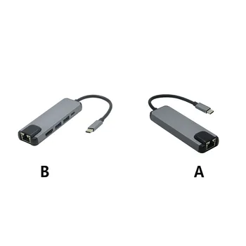 Оборудование для концентратора USB Type-c 5 в 1, Адаптивный разветвитель, Инструмент для вывода видеоданных, Адаптер RJ45, док-станция, Аксессуар для подключения 1000 М