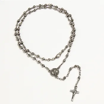 4 мм крестовые четки из нержавеющей стали, ожерелье с четками, женское модное ожерелье, ювелирные изделия, ожерелье с крестом Иисуса из нержавеющей стали