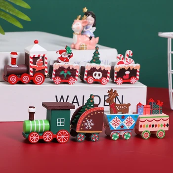 Рождественский Деревянный Поезд, Веселые Рождественские Украшения для дома, Рождественские Подарки Санта-Клауса для детей Navidad 2022, Счастливый Новый год 2023