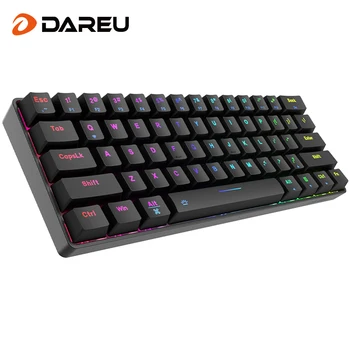DAREU 61 клавиша, Мини-механическая клавиатура с возможностью горячей замены, трехрежимная Bluetooth, Беспроводная USB, проводная RGB Игровая клавиатура, портативная для путешествий