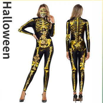 фестиваль призраков на Хэллоуин, 3D комбинезон с принтом скелета и ужасов, костюм для взрослой вечеринки, косплей