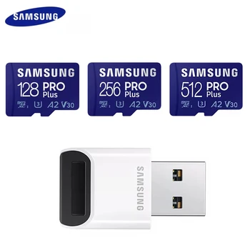Samsung Pro Plus Карта памяти 4K + устройство чтения USB 3.0 128 ГБ 256 ГБ 512 ГБ V30 Высокоскоростная карта памяти класса 10 A2 UHS-I U3Micro SD Card Телефон