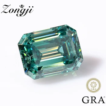 ZONGJI 0,5 ~ 10,0 карат Зеленый Цвет Изумрудная огранка Муассанит Лабораторный камень Россыпные драгоценные камни Проходят Алмазный тестер с сертификатом GRA Изысканные ювелирные изделия
