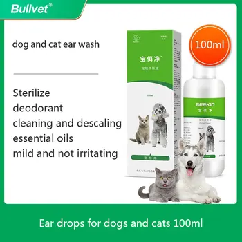 Капли для ушей домашних животных, вода для мытья ушей, 100 мл масла для ушей собак и кошек, удаляет ушных клещей, ушная сера, чистящие средства для кошек и собачек