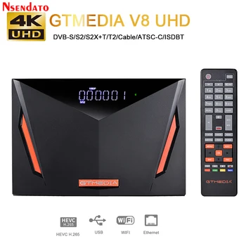 Gtmedia V8 UHD 4k спутниковый ресивер DVB S2 t2 с 2,4 G WiFi для H.265 DVB-S/S2/S2X + T/T2/Кабель/ATSC-C/ISDB T