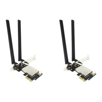 2X PCIE Wifi Card Адаптер Bluetooth Двухдиапазонная беспроводная сетевая карта Repetidor Adaptador Для настольного ПК Wi-Fi Антенна M.2