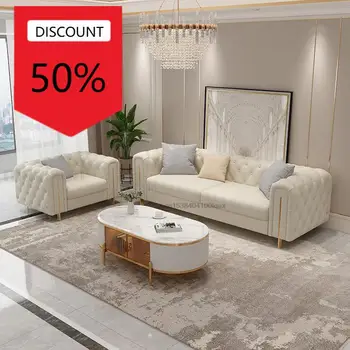 Итальянский современный минималистичный роскошный диван высокого класса для маленькой квартиры, белый секционный диван из натуральной кожи, мебель для дома