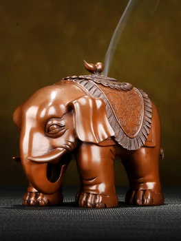 Курильница для благовоний в виде слона из красной меди, китайские классические принадлежности для ежедневной ароматерапии, украшения для курильницы с катушкой благовония