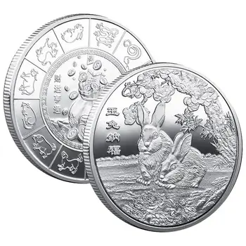 Монеты Кролика Новый Год 2023 Year Of The Rabbit Монета Фэн-Шуй Коллекционная Монета Для Денег Удачи Здоровья Богатства Китайский Новый Год