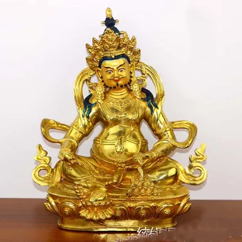 Юго-Восточная Азия Буддизм Домашний магазин золотая позолота УДАЧА деньги Бог богатства Желтая Джамбала бог удачи медная статуя Будды