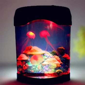 Светодиодный красочный электронный просмотр, USB лампа в виде медузы, Лавовый аквариум, имитация медузы, ночник, подарок на день рождения для мужчин и женщин