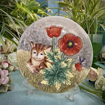 3D Декоративная настенная посуда с красивым котом, Фарфоровые тарелки, Предметы домашнего декора, аксессуары для украшения комнаты