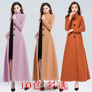Осенне-зимняя новинка 2023, женская корейская версия, приталенная талия, стоячий вырез, винтажный стиль, шерстяное пальто на любой выбор