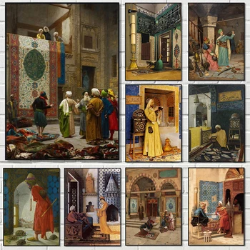 Классический Арабский Плакат с Живым Пейзажем, знаменитое произведение искусства, Винтажная исламская картина на холсте, настенные художественные картины, Домашний декор без Рамки