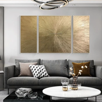 Геометрическая ручная роспись золотой холст абстрактная акриловая настенная живопись домашний декор картины для гостиной bilder abstractos