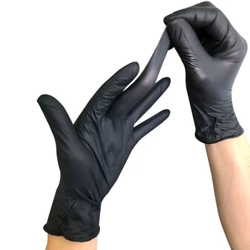 Одноразовые перчатки из Нитрила 100шт, Черные Перчатки для уборки дома, рабочие садовые перчатки, универсальные для кухни левой и правой руки