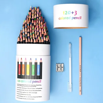 Цветные карандаши Премиум-класса KALOUR 123 шт. (120 цветов), мягкая основа для художников с ярким цветным рисунком, Штриховка для начинающих детей