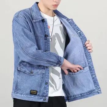 Новая повседневная свободная джинсовая куртка, мужская брендовая одежда Tide, высококачественная универсальная летняя тонкая куртка
