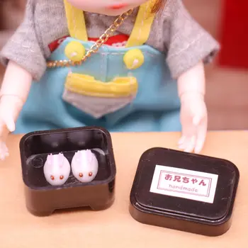 1 комплект 1:12 Кукольный Домик Миниатюрный Ланч-Бокс с Кроликом Десертная Модель Bunny Bento Box Кухонный Декор Игрушка Аксессуары для Кукольного Дома