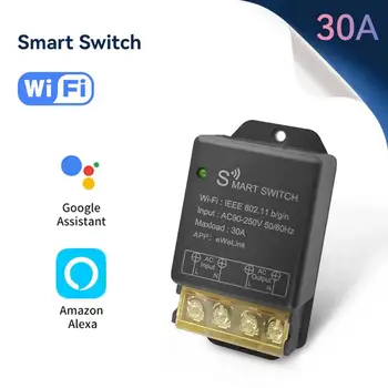 Умный Переключатель Wi-Fi Модуль Беспроводного реле 30A Wifi Релейный Голосовой Контроллер Smarts Life Работает со светодиодным выключателем Google
