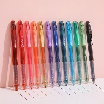 12 Цветная Гелевая Ручка 0,5 мм Для Заправки Нейтральной Ручкой С Цветными Чернилами Набор Для Рисования Канцелярские Школьные Принадлежности