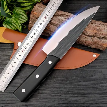 7-дюймовый нож для разделки мяса из нержавеющей стали, Кухонные Ножи ручной ковки, Ножи для нарезки деревянной ручкой, Ножи для шеф-повара